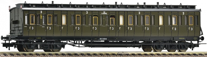 4-axle Compartment car type C4tr pr04 with train tail indicators<br /><a href='images/pictures/Fleischmann/178867.jpg' target='_blank'>Full size image</a>